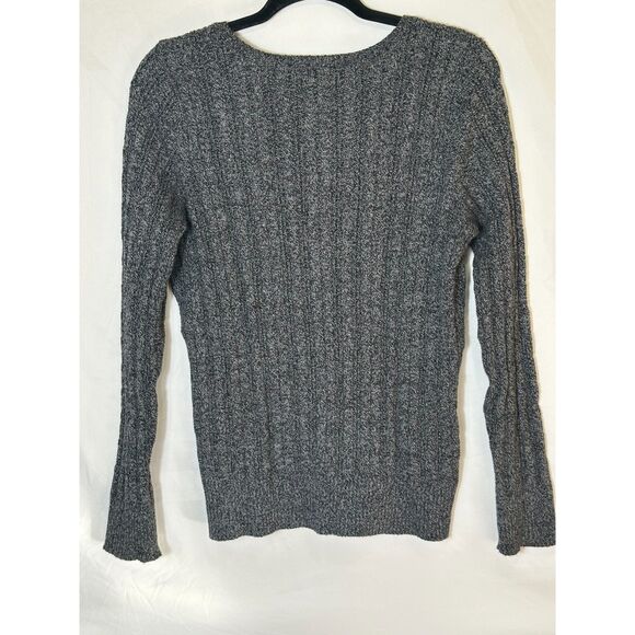 St John's Bay Women's V-Neck Cotton Blend Long Sleeve Cable Knit Sweaters Size L - Picture 3 of 3